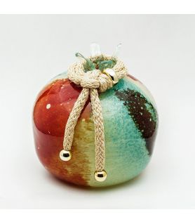 Hand-blown Glass Pomegranate with Swirls of Colours - Large