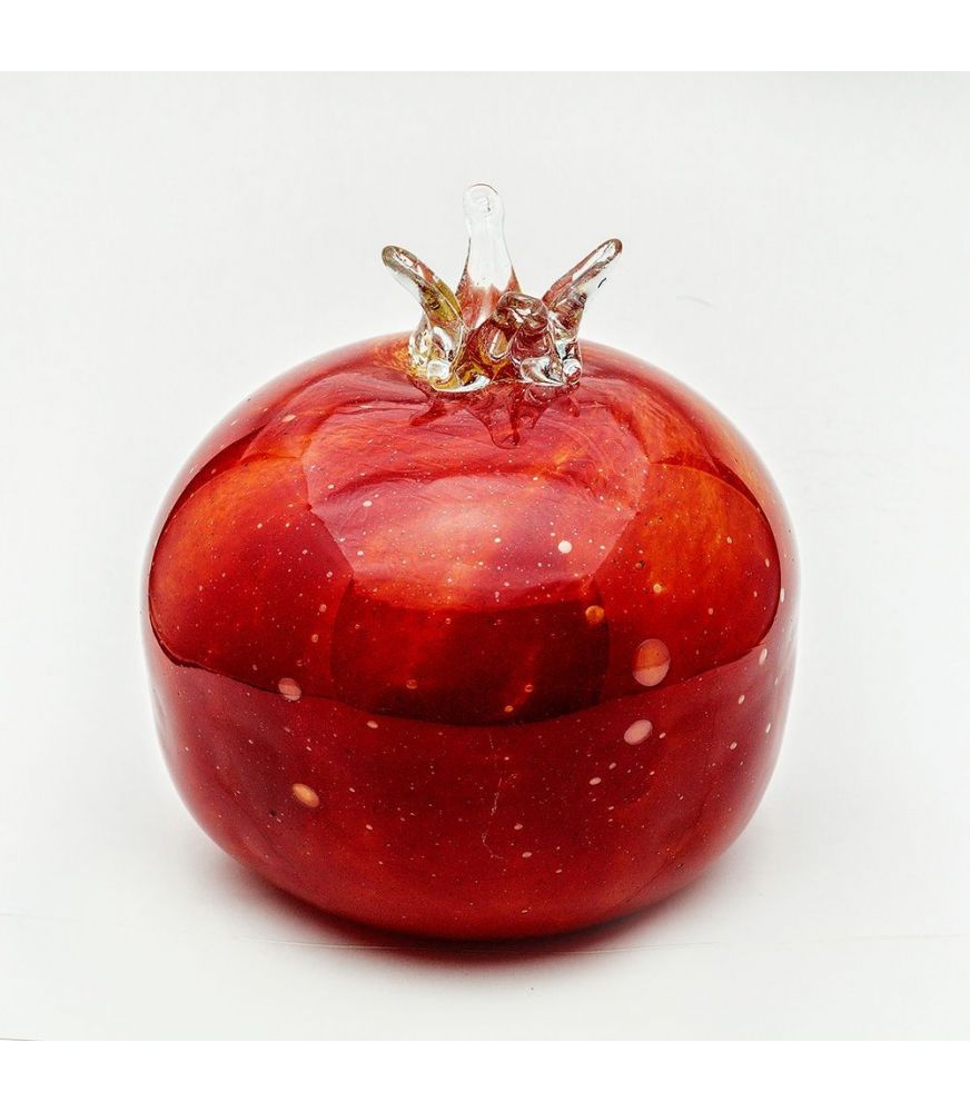 Hand-blown Glass Red Pomegranate - Large