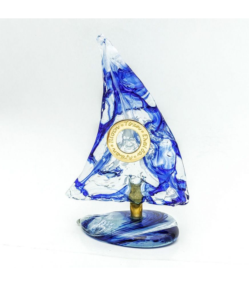 Hand-blown Glass Sailboat with Wishes Circle