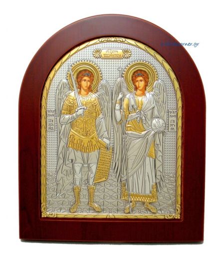 Εικόνα από Σφραγισμένο Ασήμι 925° - Μιχαήλ και Γαβριήλ (Χρυσή Διακόσμηση)