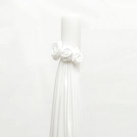 Λαμπάδα Γάμου 12 cm με Λευκό Σατέν Στολισμό