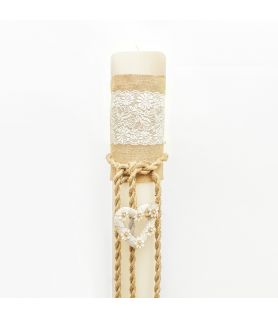 Λαμπάδα Γάμου 12 cm με Vintage - Ρομαντικό Στολισμό