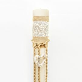 Λαμπάδα Γάμου 12 cm με Vintage - Ρομαντικό Στολισμό