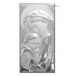 Madonna & Child Silver Icon in rectangular shape