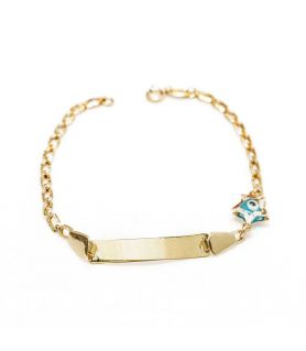 Gold Baby Name Bracelet with Star-Shaped Eye Charm