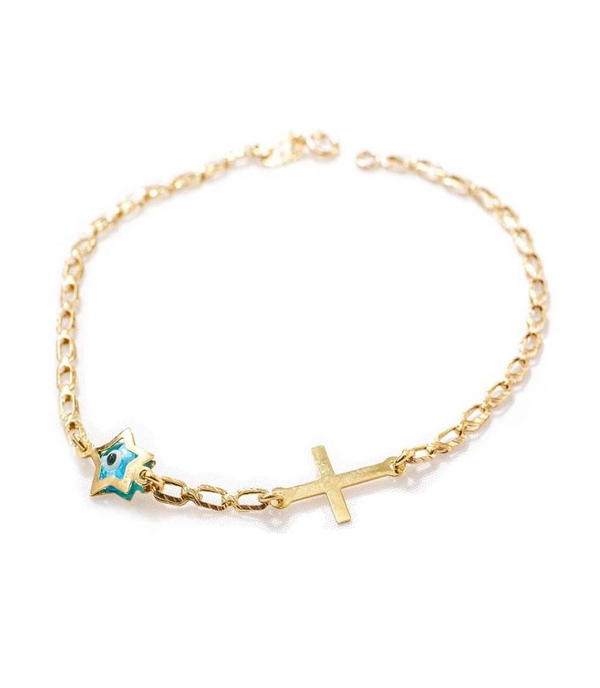 Gold Baby Bracelet with Star-Shaped Eye Charm