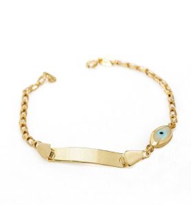 Gold Baby Name Bracelet with Eye Charm 