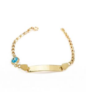 Gold Baby Name Bracelet with Eye Charm 