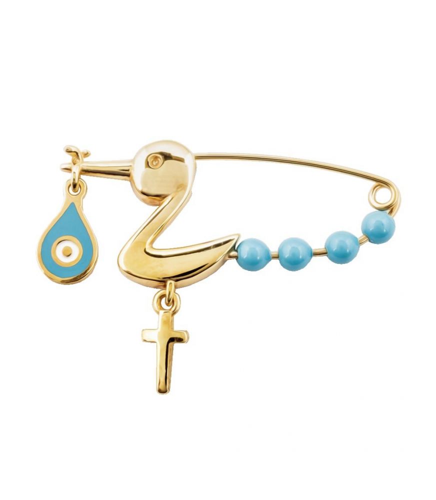 Gold-Plated Sterling Silver Stork Baby Pin
