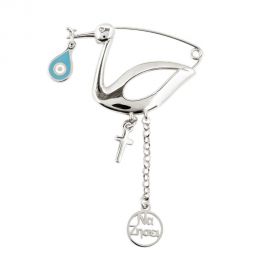 Sterling Silver Stork Baby Pin