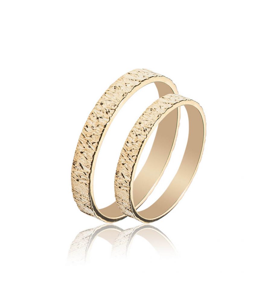 Gold Wedding Ring Carved 14K