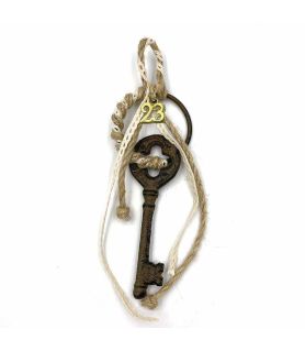 Χριστουγεννιάτικο Γούρι Boho με Κλειδί Αντικέ (Υ: 18cm)