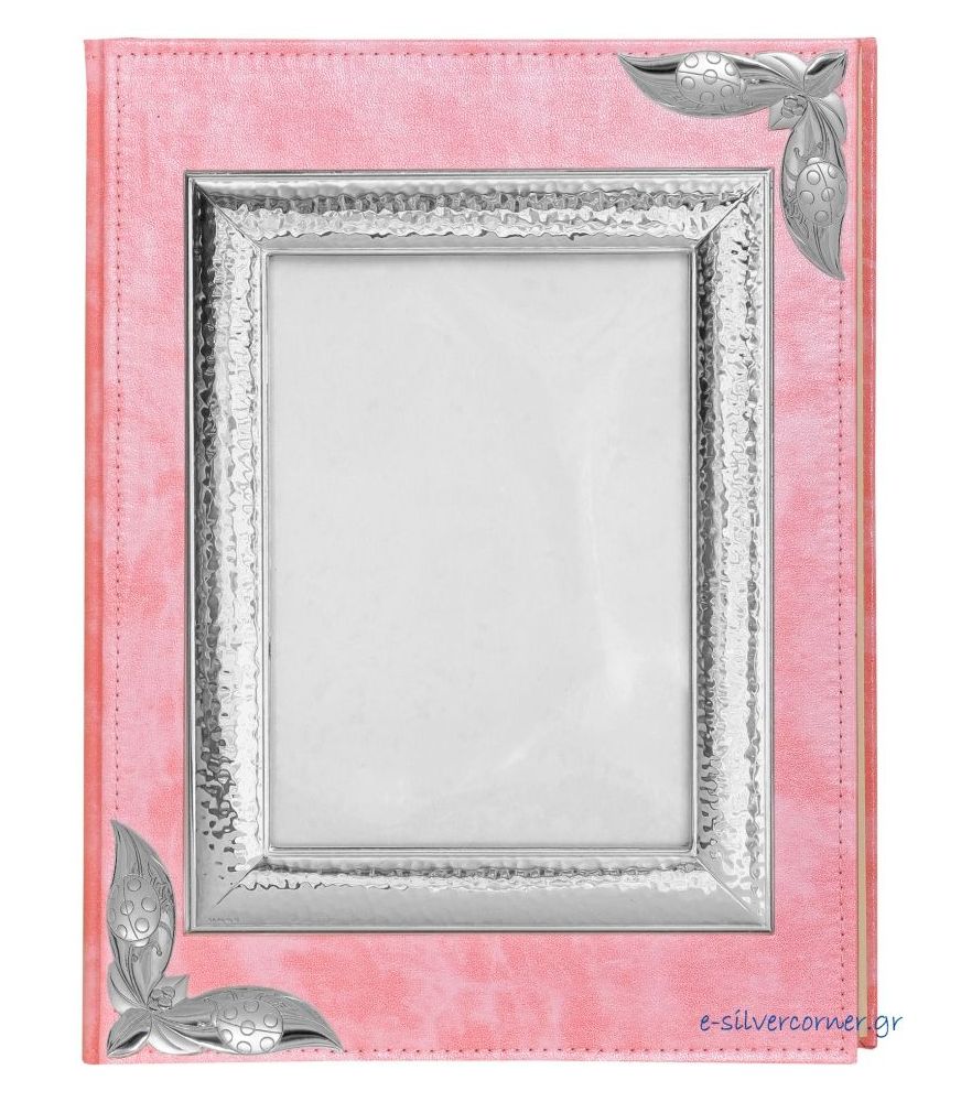 Pink Leather Photo Album with Picture Frame - Large