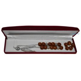 Metal Worry Beads with Brown Stones